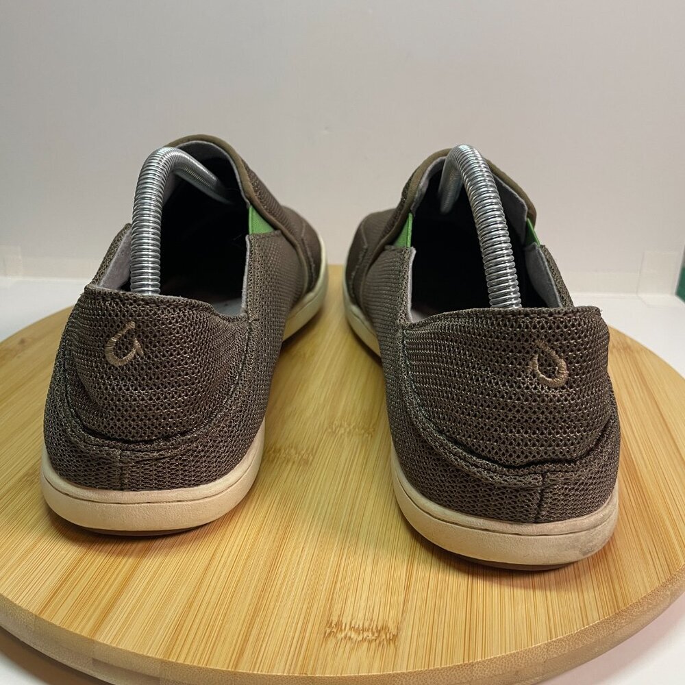 OluKai Men 9.5 Brown Nohea Mesh Slip On Sneaker Drop In Heel Casual Beach - Picture 2 of 9